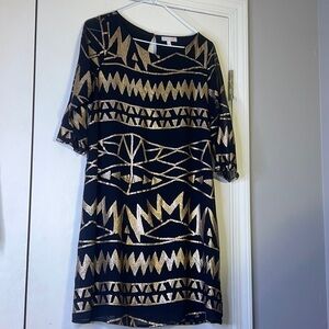 Gianni Bini Gold Black Party Casual Dress Sise M
